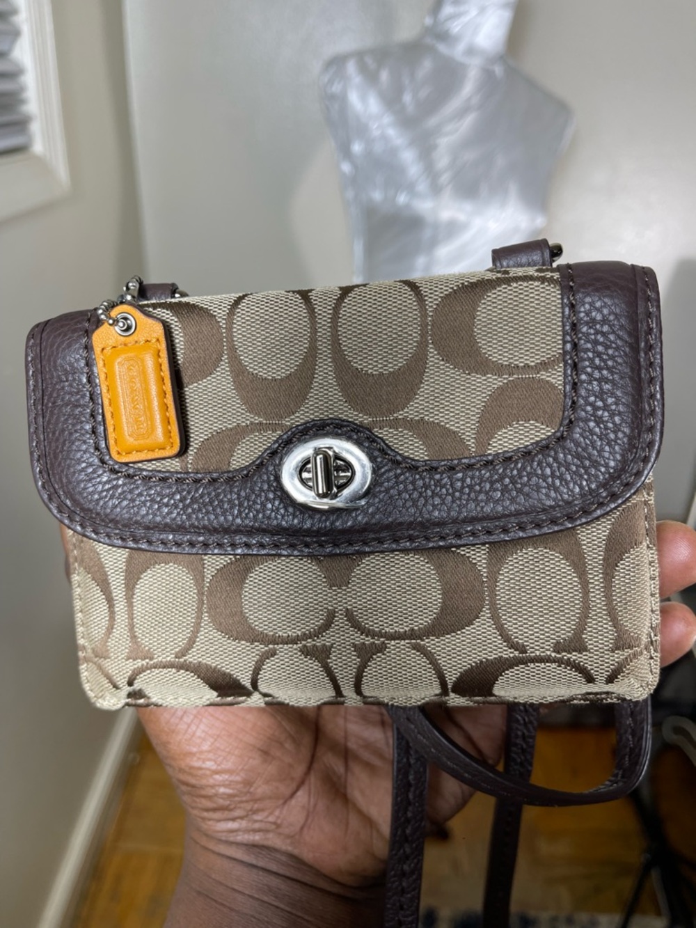 Coach Brown Signature Canvas Crossbody with Dark Brown Trim - Picture 7 of 7